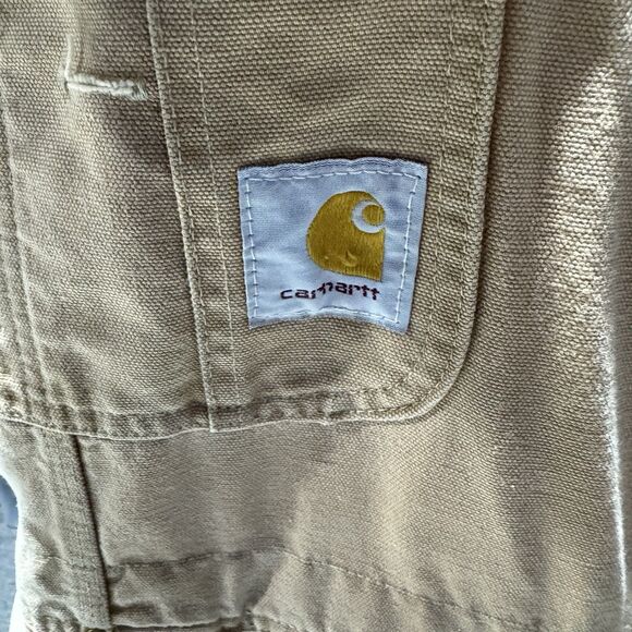 Vintage Carhartt Bib Overalls Size 32x29 Double Knee Canvas Duck - Picture 10 of 11